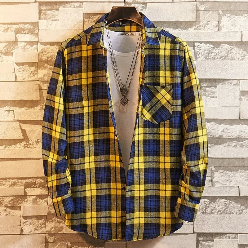 Men Flannel Plaid Shirt. Soft Comfort Slim Fit Styles Brand for Official and Casual Long Sleeve Shirts