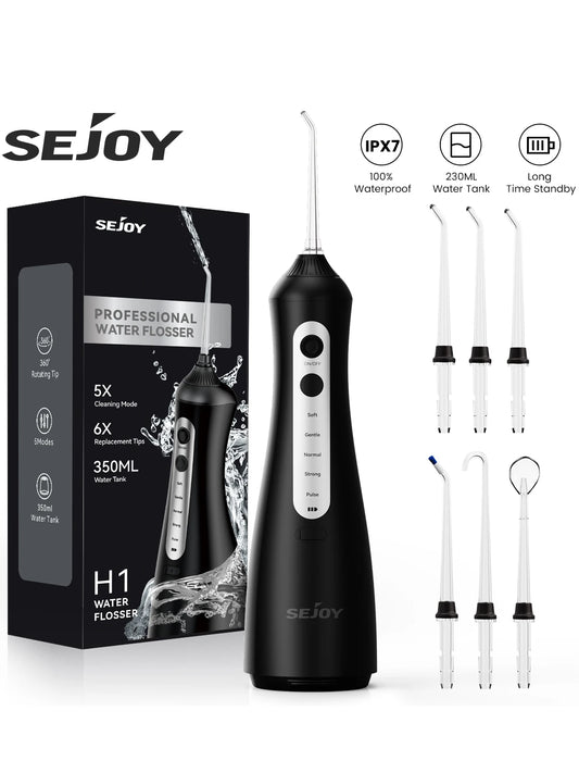 Sejoy Water Flosser Dental Oral Irrigator Water flossers for Teeth USB Rechargeable Waterproof Portable Cordless