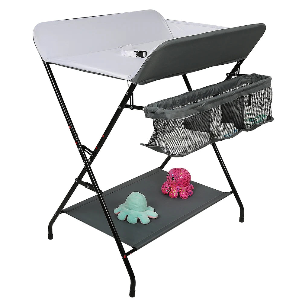 Changing Table (with basket of Storage + shelves) gray/black