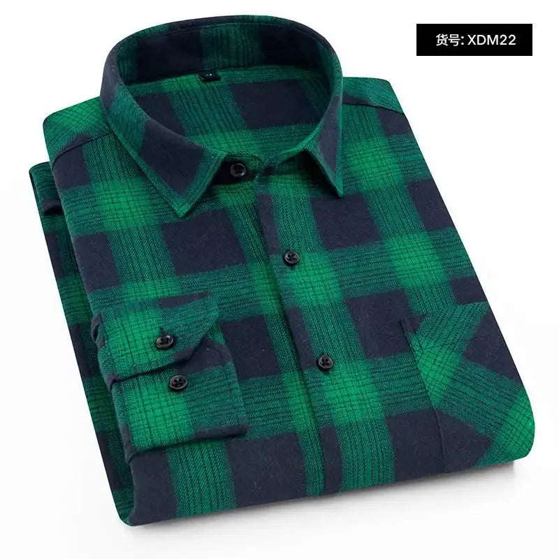 Men Flannel Plaid Shirt. Soft Comfort Slim Fit Styles Brand for Official and Casual Long Sleeve Shirts