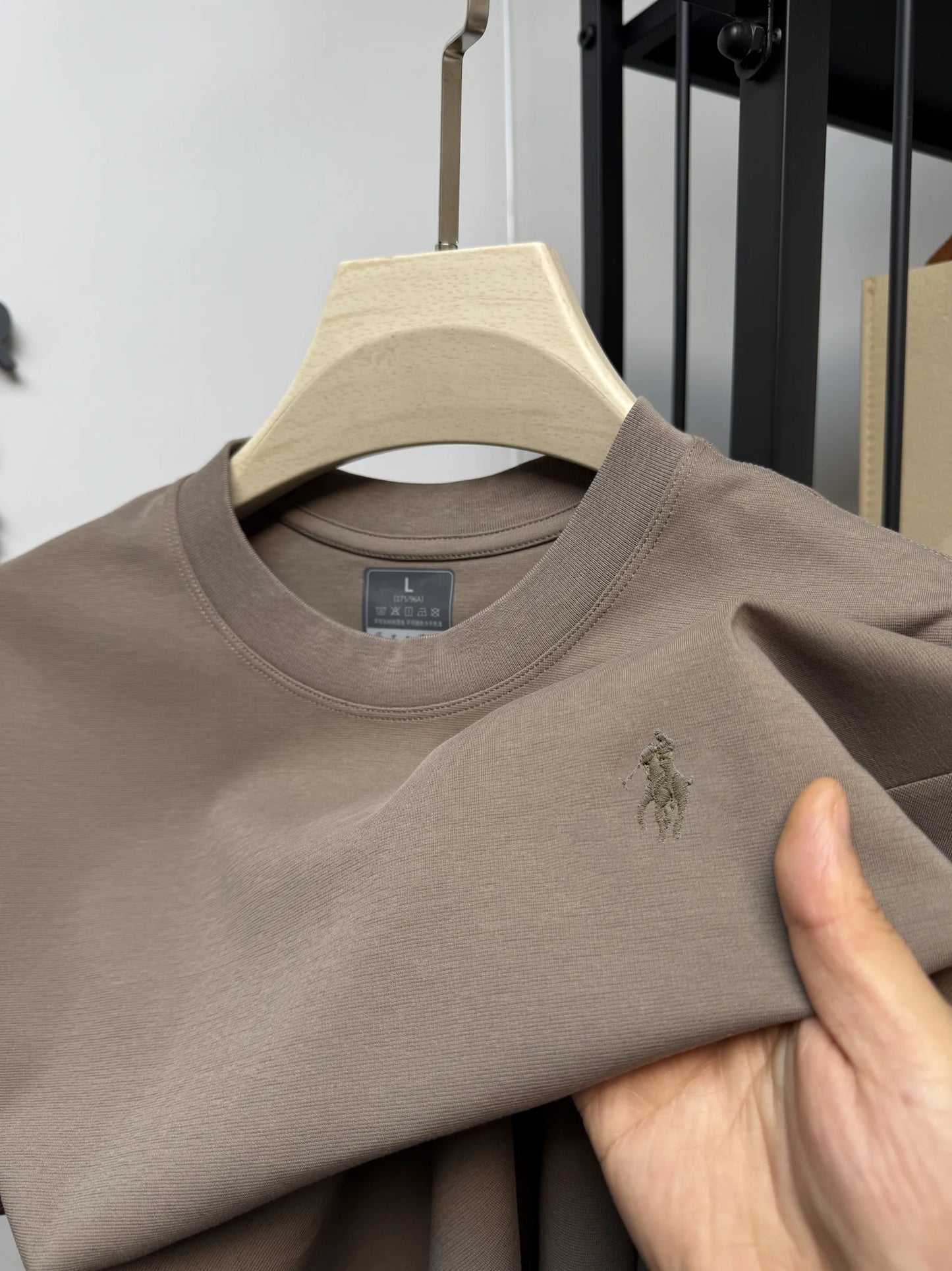 New cotton men's short sleeve round neck T-shirt summer fashion high-end brand embroidery ponytail embroidery Korean top T-shirt