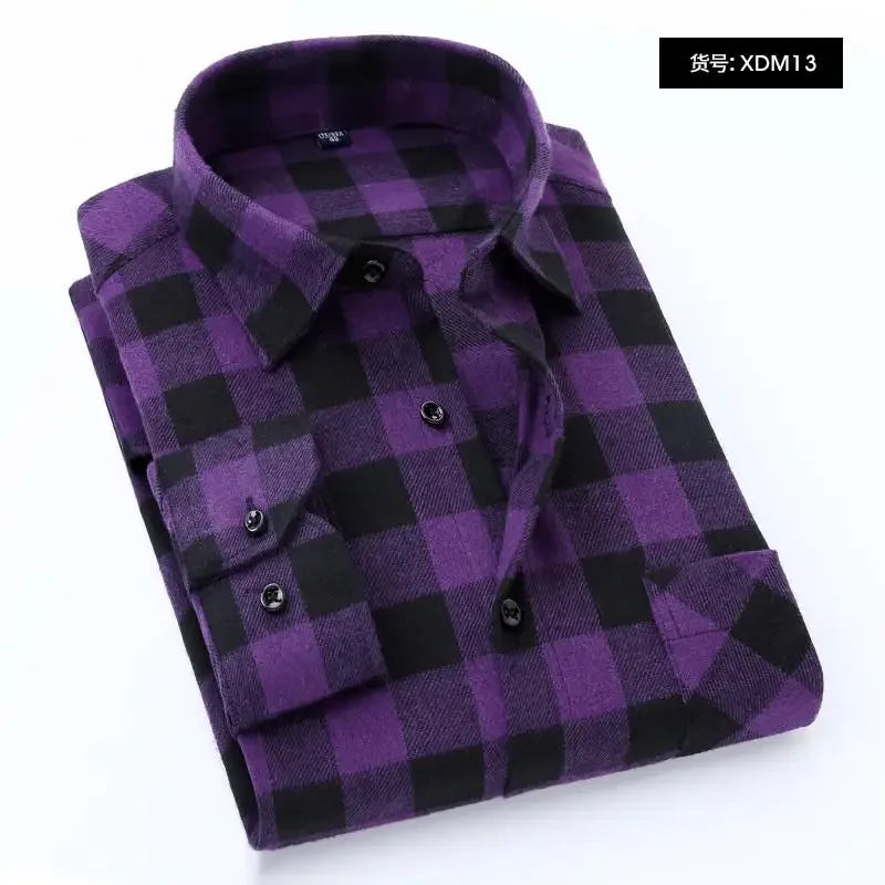 Men Flannel Plaid Shirt. Soft Comfort Slim Fit Styles Brand for Official and Casual Long Sleeve Shirts