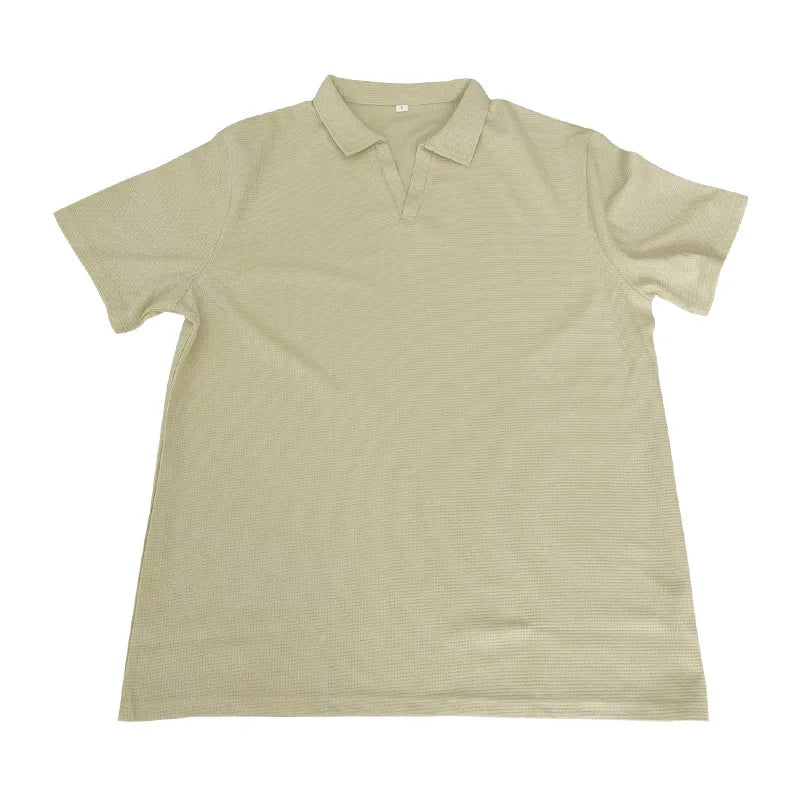 Men Waffle T-shirts Casual Oversized Short Sleeve Solid Color Loose Tee Shirt Tops CBFS-23087-C