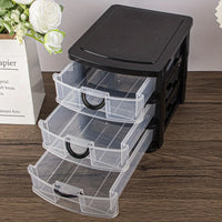 3-Drawer Cosmetic Organizer - Transparent Plastic Storage Box