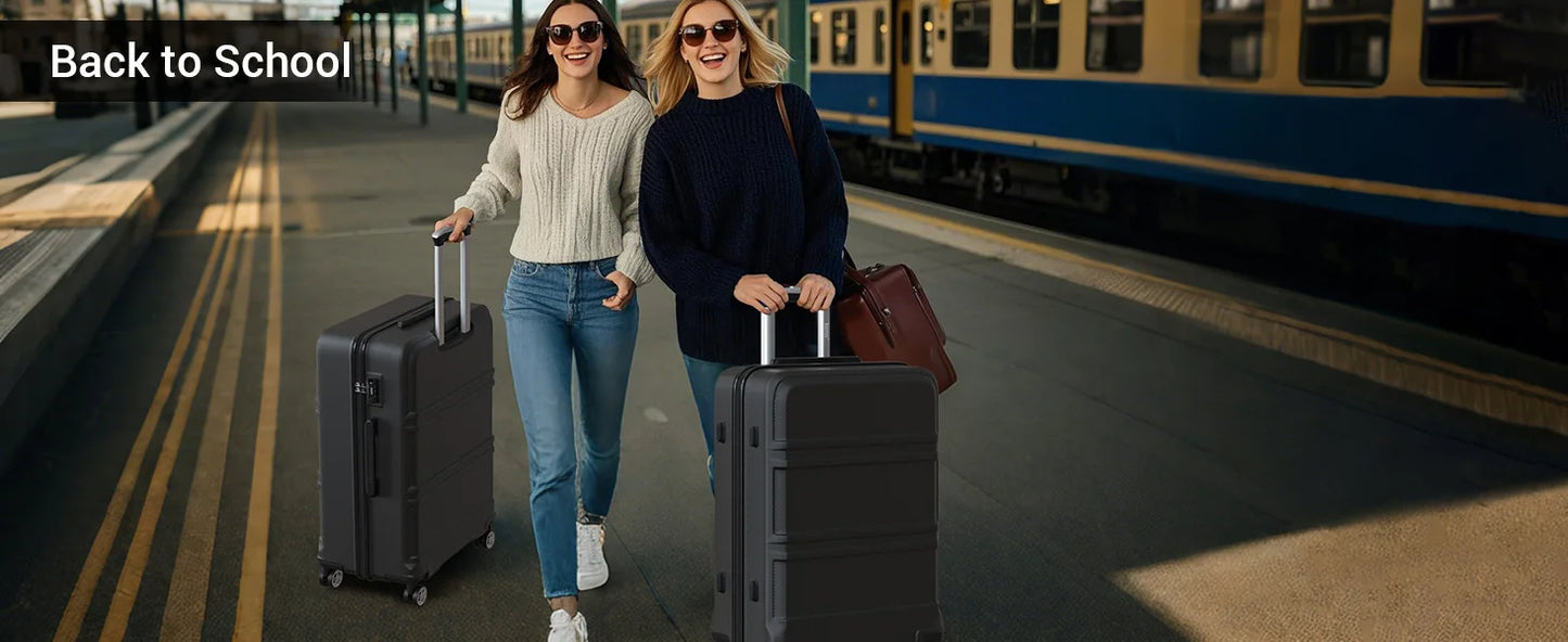 Kono Lightweight Cabin Suitcase - 20/24/28 Inch ABS Hard Shell, Fits EasyJet Under Seat, large-Compact Carry-On Trolley Case