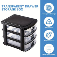 3-Drawer Cosmetic Organizer - Transparent Plastic Storage Box