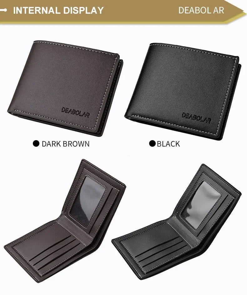 Leather Men Short Wallet Thin Style Folding Young Men Credit Card Holder Wallet