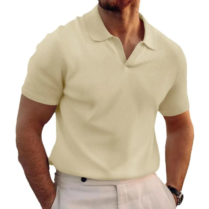 Men Waffle T-shirts Casual Oversized Short Sleeve Solid Color Loose Tee Shirt Tops CBFS-23087-C