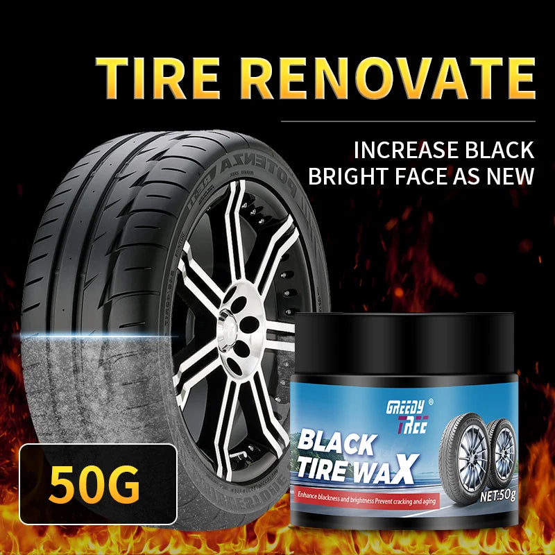 Black Tire Wax, Water-Resistant Car Wheel Shine, Long-Lasting Protection.