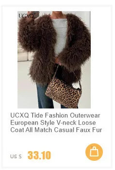 UCXQ Women’s Faux Fur Coat – European Style Lapel, Loose Casual Long Winter Coat, New Fashion WAREHOUSE SHOP
