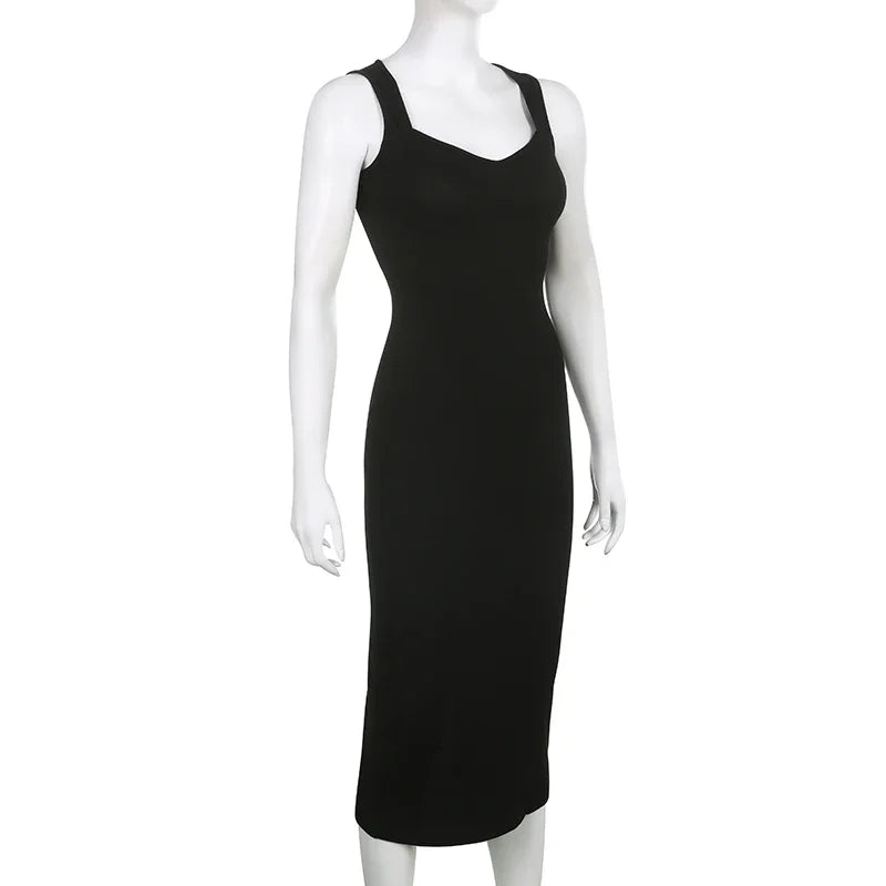 Basic Knit Long Dress. Sleeveless Women's Dresses for Summer Casual wears. Y2k Vintage All-match Outftis