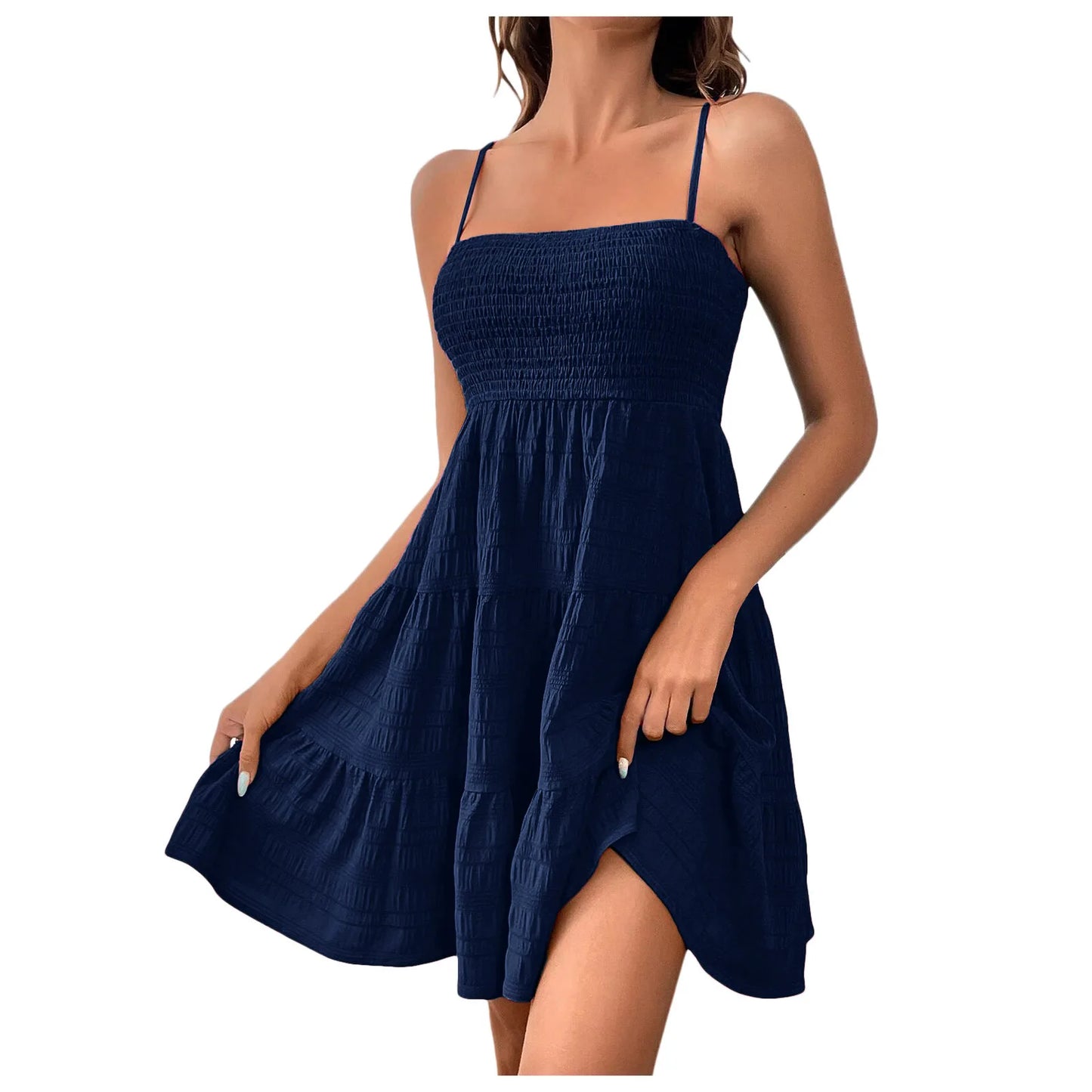 Women Strapless Backless Slip Mini Dress Sexy Lady High Elastic Waist Solid Purple Ruffle Party Dresses AXEWMFS-AXR305