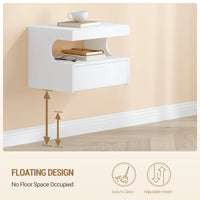 Floating Bedside Wall Shelf — 1 Drawer & Open Storage Modern Design