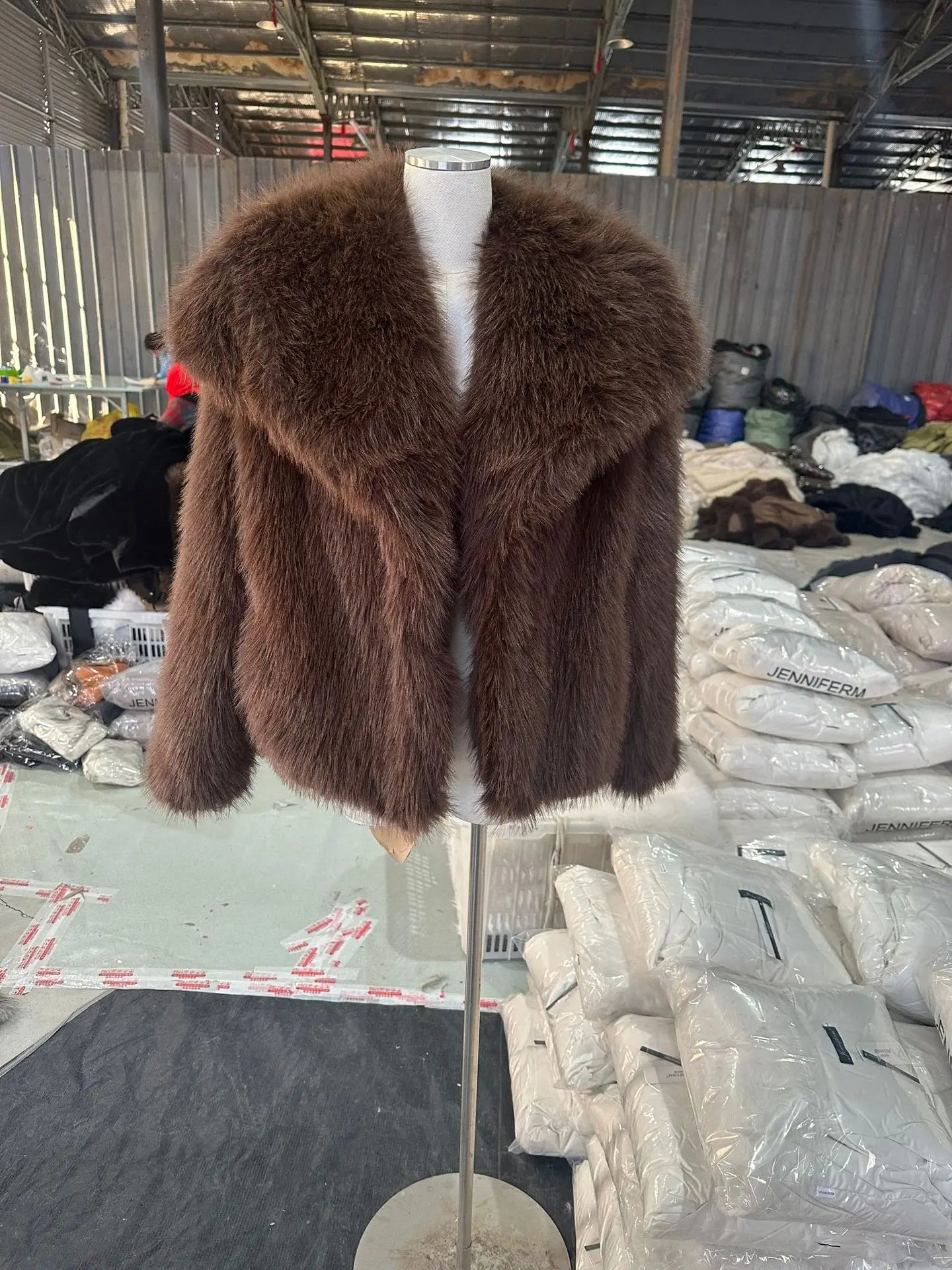Luxury Faux Fur Jacket. Women's Loose Long-sleeved Coat Toka Fox Fur