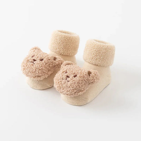 New Cute Cartoon Bear Baby Socks For Boys Girls Winter Soft Cotton Anti Slip Solid Newborn Toddler Sock Kids Thicken Socken WAREHOUSE SHOP