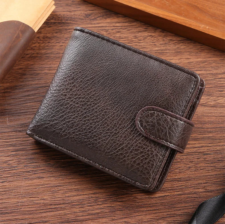 Everyday Leather Wallet For Men Durable Coin Pouch, Slim Bifold Photo ID Card Holders.