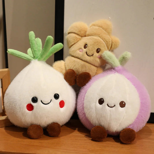 Squishy Vegetables Plush Toys Stuffed Garlic, Onion and Ginger Plush Pillows Soft Food Plush Toys for Kids Girls Birthday Gifts WAREHOUSE SHOP