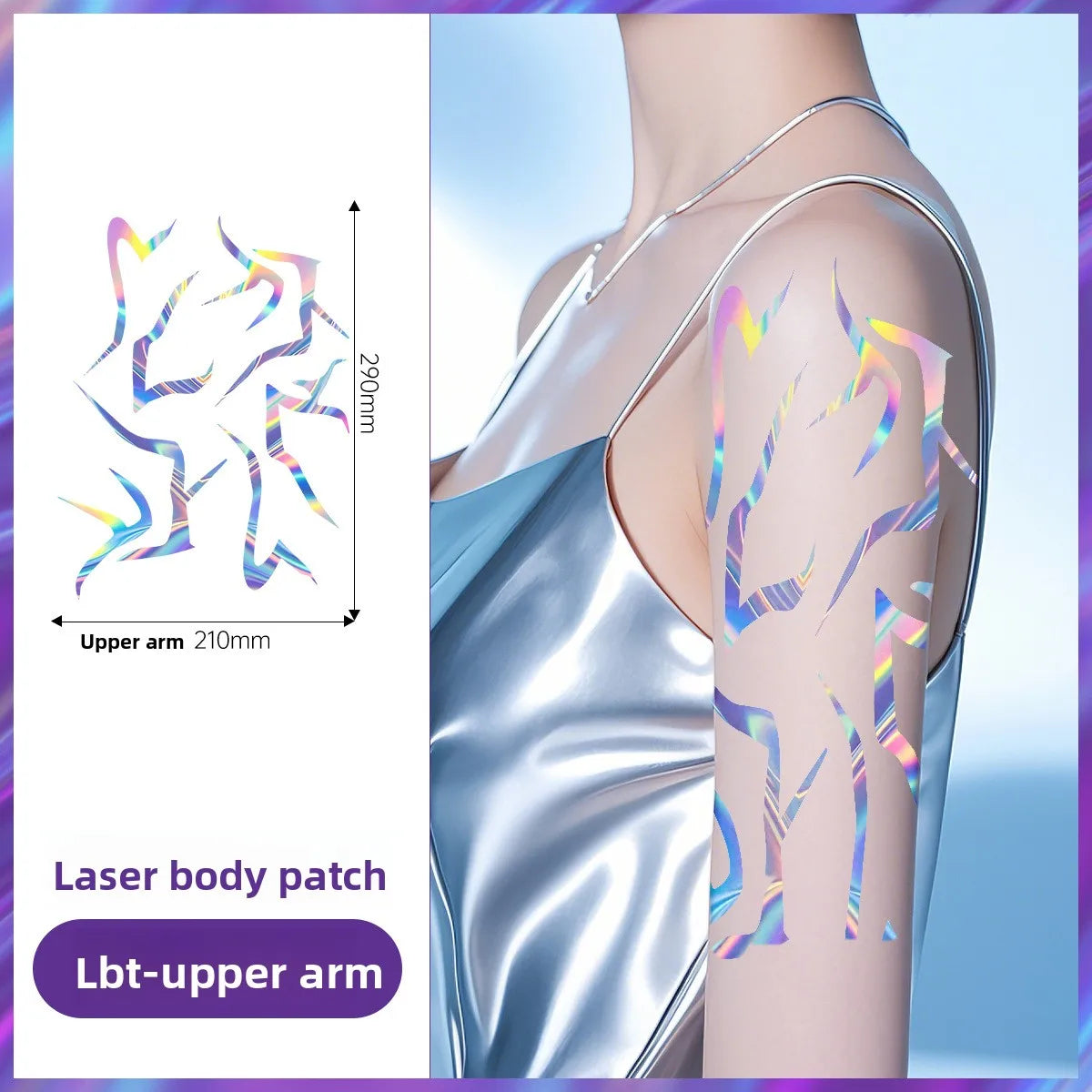 KPop Temporary Tattoo Set 4pcs - Purple Colorful Party Cosplay Body Art