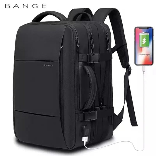 Stylish BANGE Travel Backpack – Business Laptop Backpack 17.3” Expandable, Waterproof, USB Charging, Large Capacity WAREHOUSE SHOP