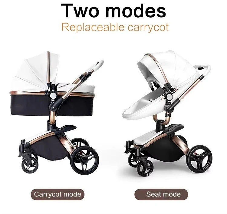 High Landscape Stroller Baby 4 in 1 Shock Absorbent Bidirectional Sitting and Lying Folding