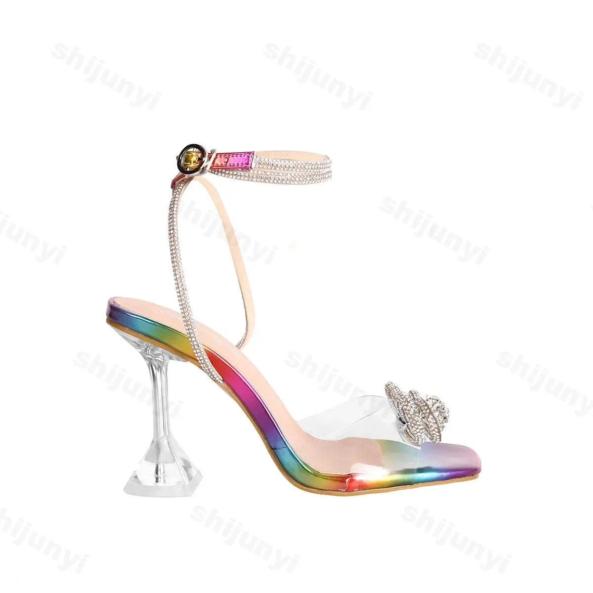 Comfortable Versatile Sandals. Casual Back Strap Bow. Rhinestone Stiletto Women's Shoes.