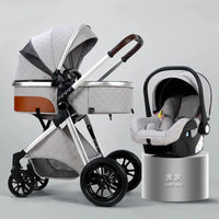 3-in-1 High Landscape Baby Stroller - Sit & Lie Folding Shock-Absorbing 0-3 Years