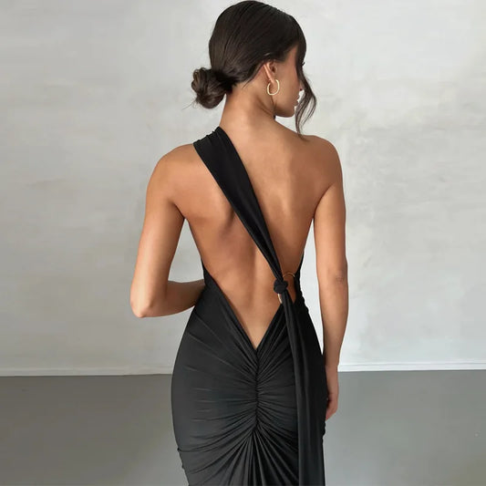 One Shoulder Sleeveless Backless Dress. Dresses For Women Club, Birthday Party, Evening Prom. from Neon y2k.