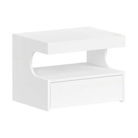 Floating Bedside Wall Shelf — 1 Drawer & Open Storage Modern Design
