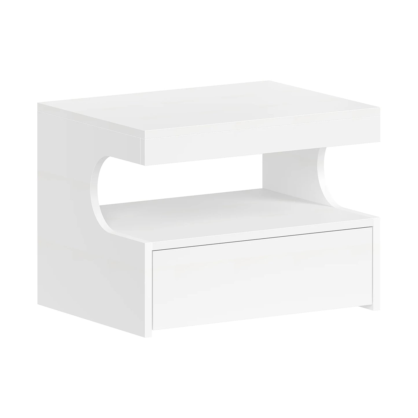 Floating Bedside Wall Shelf — 1 Drawer & Open Storage Modern Design