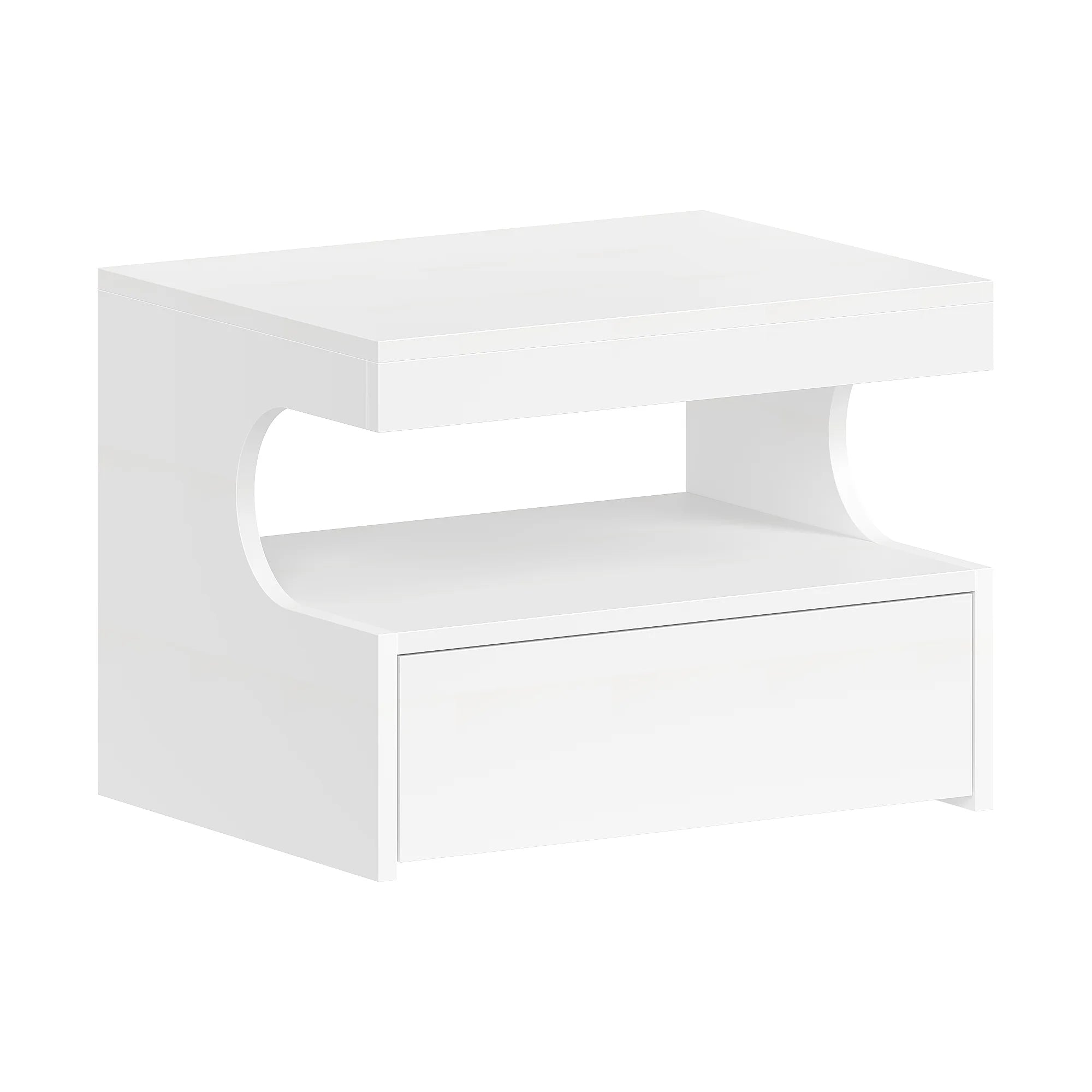 Floating Bedside Wall Shelf — 1 Drawer & Open Storage Modern Design