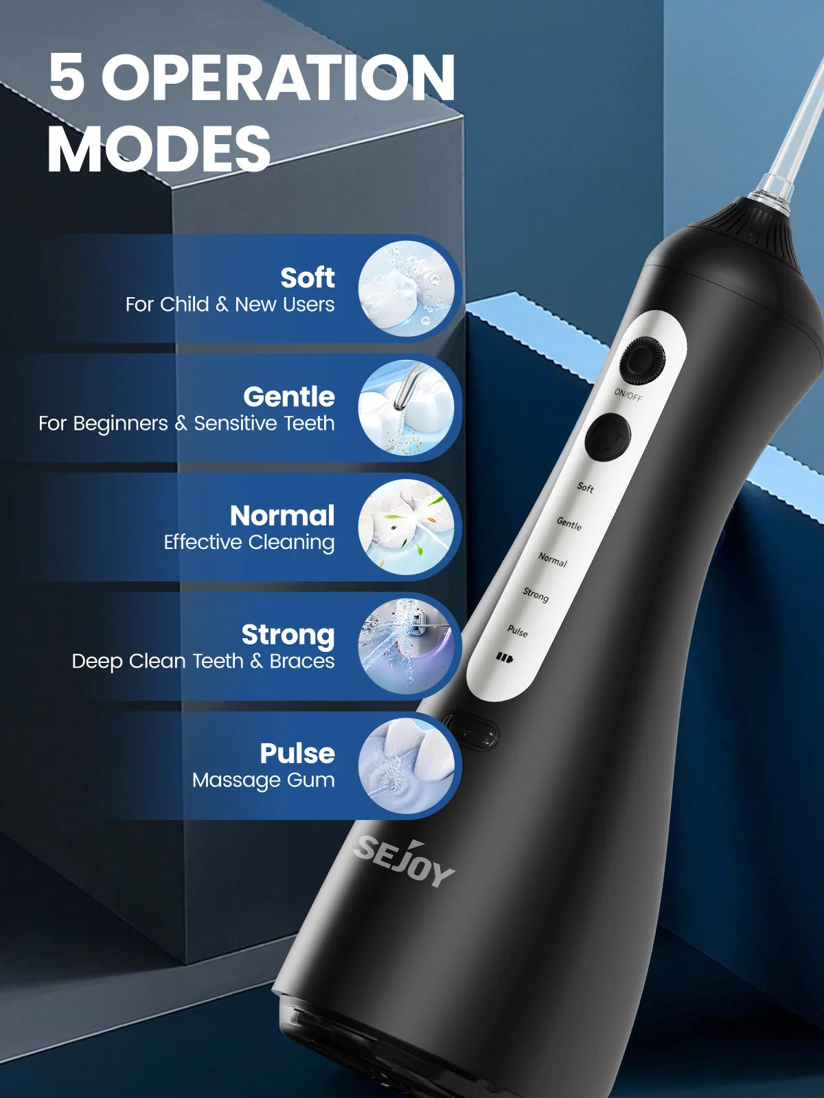 Sejoy Water Flosser Dental Oral Irrigator Water flossers for Teeth USB Rechargeable Waterproof Portable Cordless