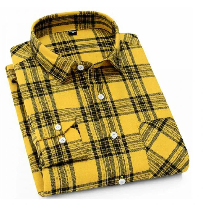 Men Flannel Plaid Shirt. Soft Comfort Slim Fit Styles Brand for Official and Casual Long Sleeve Shirts