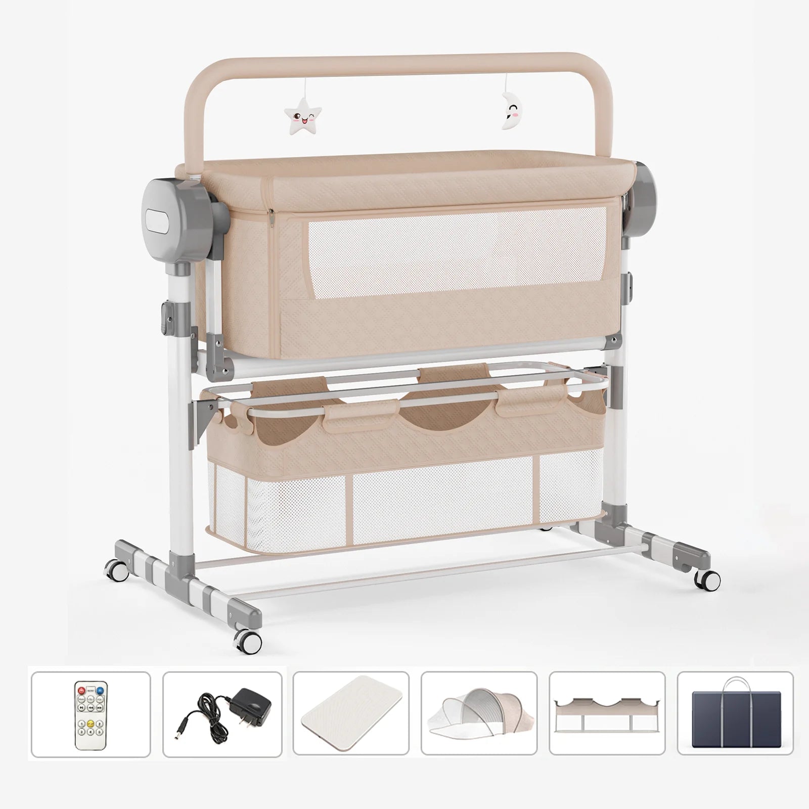 Smart Auto-Rocking Baby Bassinet — Bluetooth Music Foldable Crib
