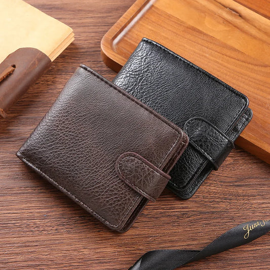 Everyday Leather Wallet For Men Durable Coin Pouch, Slim Bifold Photo ID Card Holders.