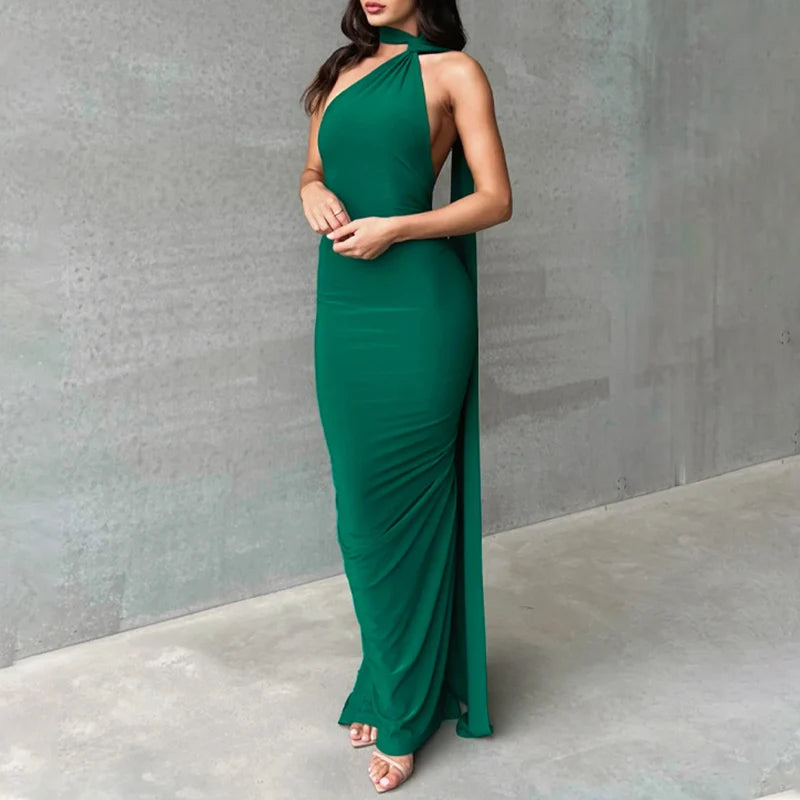 One Shoulder Sleeveless Backless Dress. Dresses For Women Club, Birthday Party, Evening Prom. from Neon y2k.