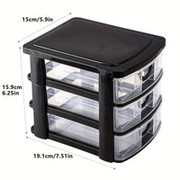 3-Drawer Cosmetic Organizer - Transparent Plastic Storage Box