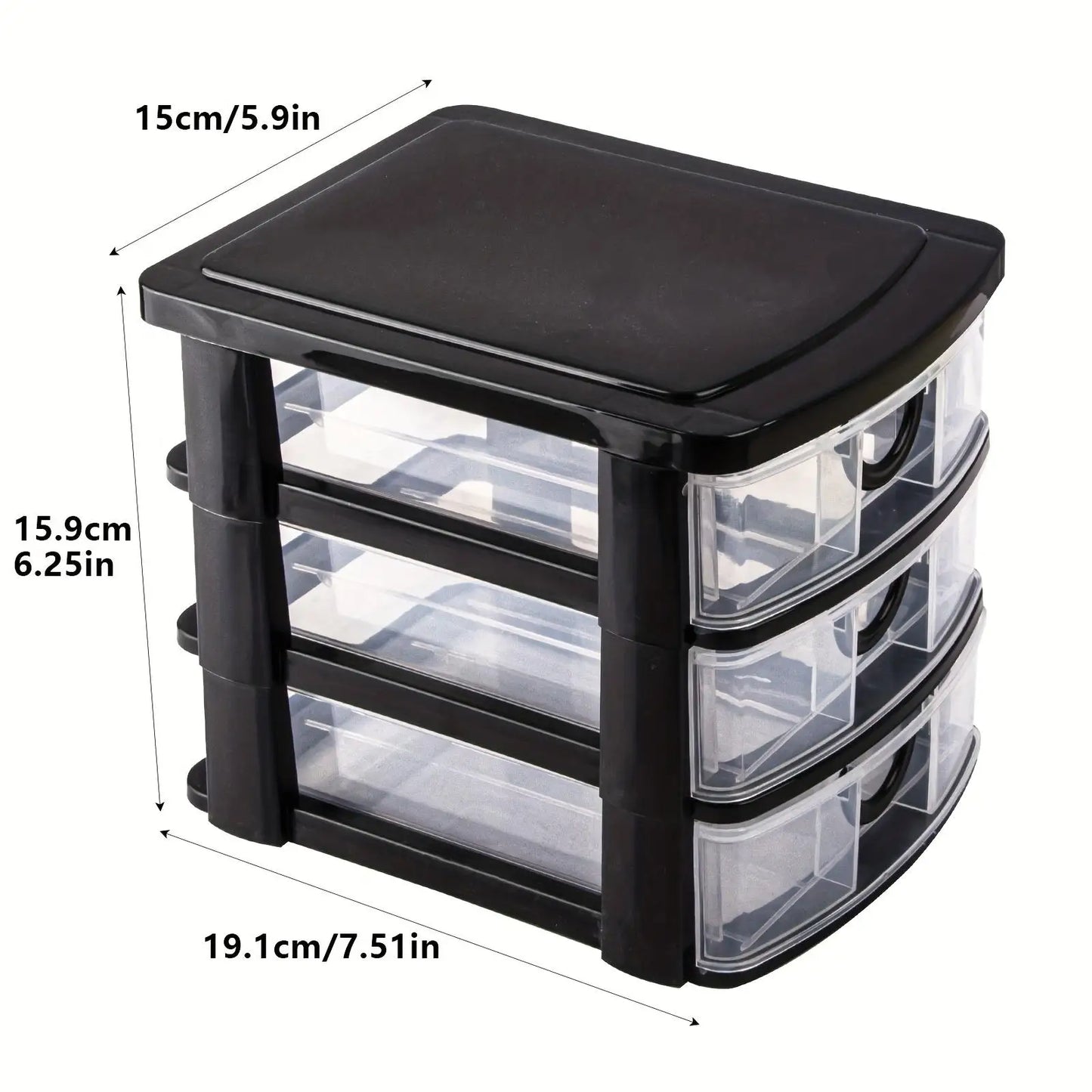 3-Drawer Cosmetic Organizer - Transparent Plastic Storage Box
