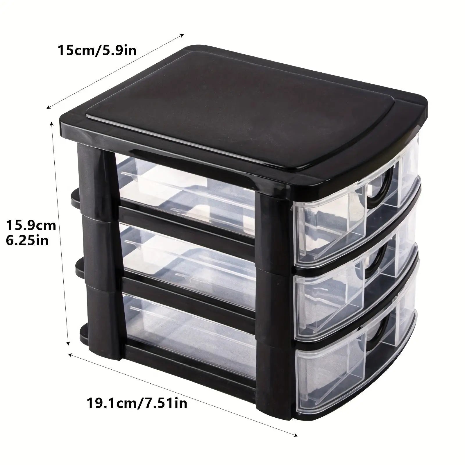 3-Drawer Cosmetic Organizer - Transparent Plastic Storage Box