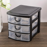 3-Drawer Cosmetic Organizer - Transparent Plastic Storage Box