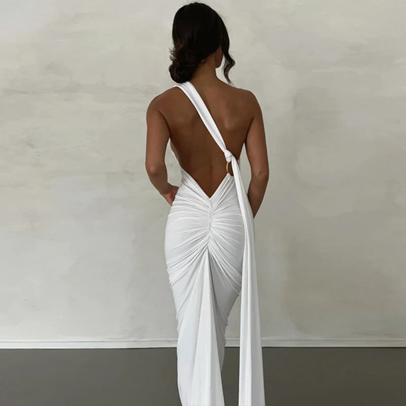 One Shoulder Sleeveless Backless Dress. Dresses For Women Club, Birthday Party, Evening Prom. from Neon y2k.