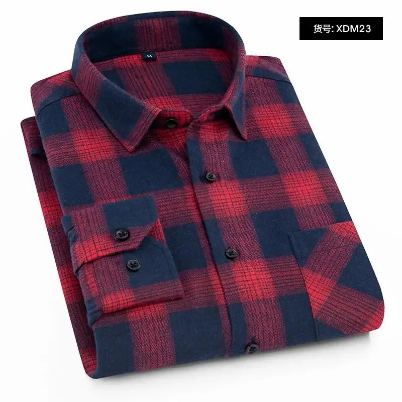 Men Flannel Plaid Shirt. Soft Comfort Slim Fit Styles Brand for Official and Casual Long Sleeve Shirts