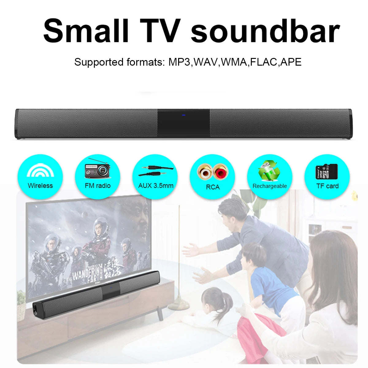 Bluetooth Home Theater Soundbar With Remote Control, RCA, AUX, FM
