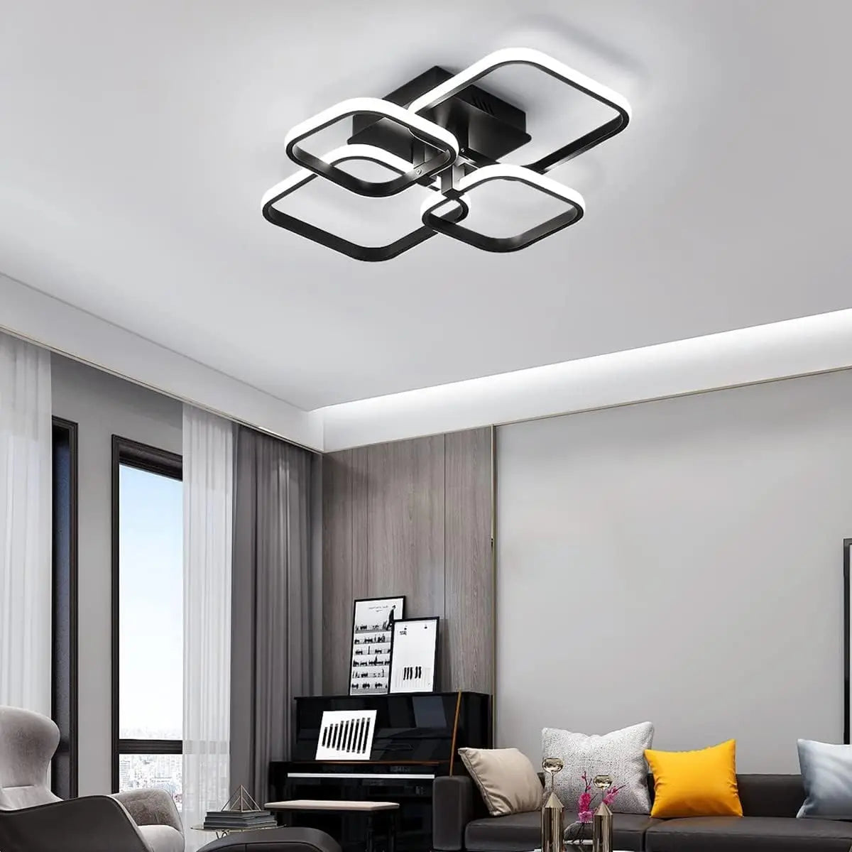 LED Ceiling Light,Modern Square LED Ceiling Lamp,60W Metal Acrylic Indoor Light for Bedroom,Study Room,Cool White Light 6000K