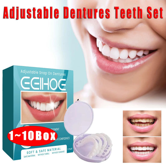 New Adult Adjustable Dentures Teeth Set Adjustable Snap-on Fake Teeth Portable Braces Decorate Gaps For Teeth Enhance Aesthetic WAREHOUSE SHOP