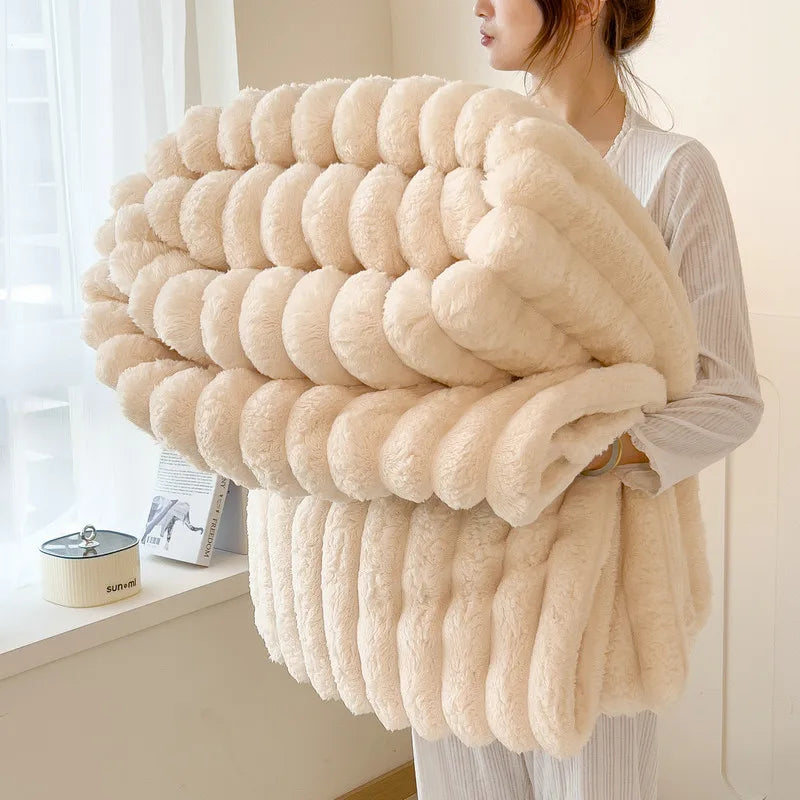 Striped Flannel Blanket – Cozy Bed Sheet & Sofa Throw