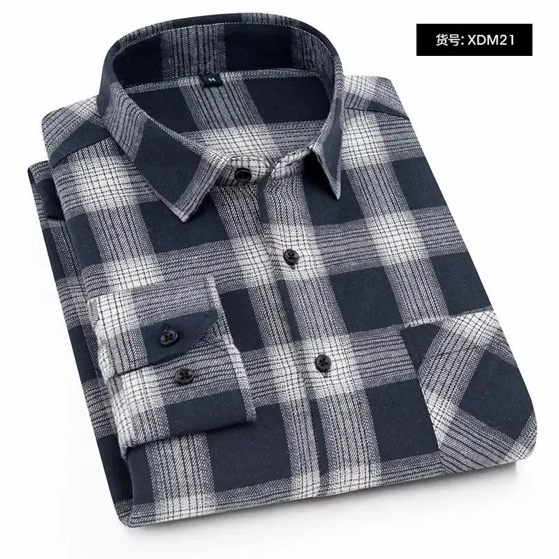 Men Flannel Plaid Shirt. Soft Comfort Slim Fit Styles Brand for Official and Casual Long Sleeve Shirts