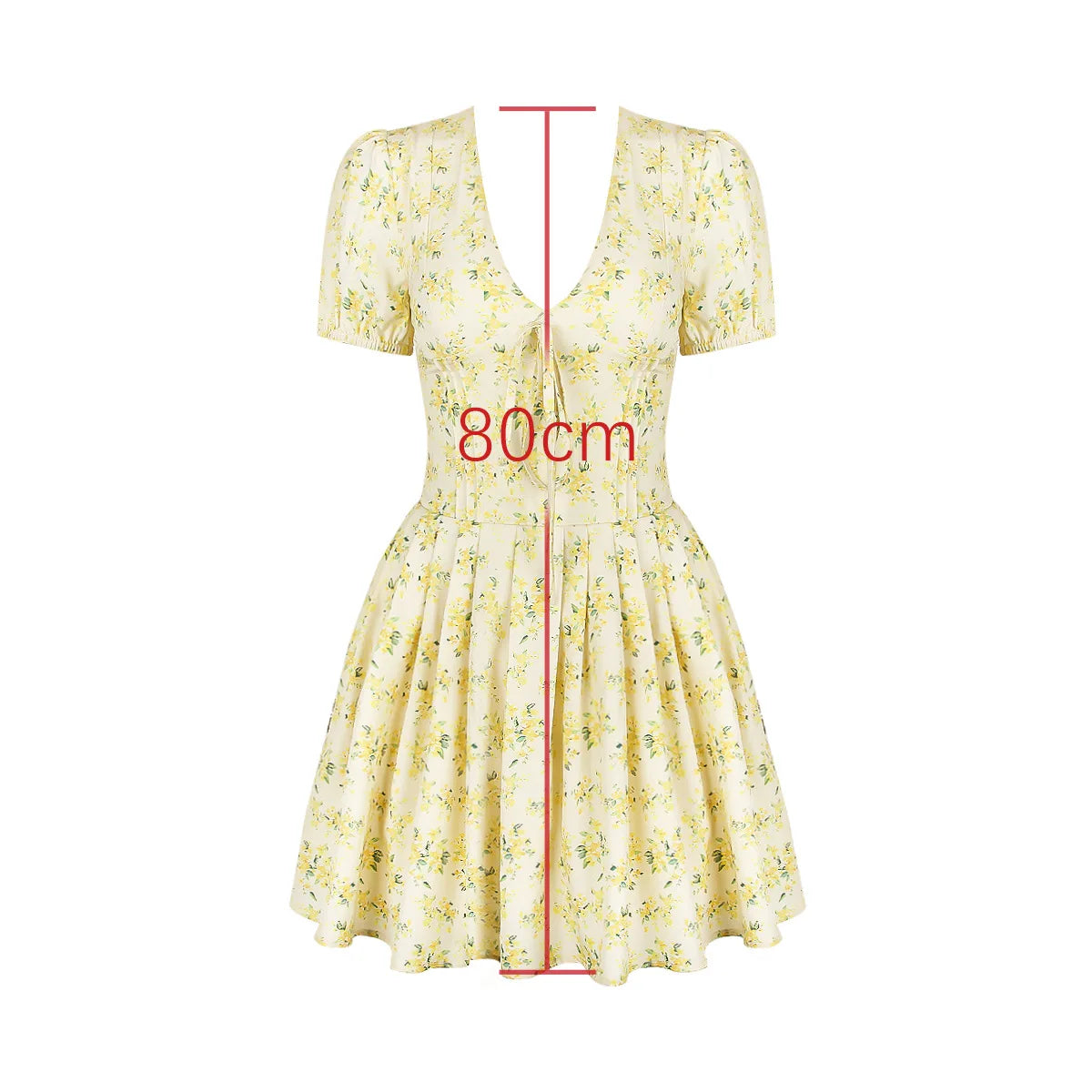 Talenza Printed V-Neck Short Sleeve Mini Dress Women's Summer Sexy Floral Pleated Party A-Line Dress High Waist Slim Mini Dress