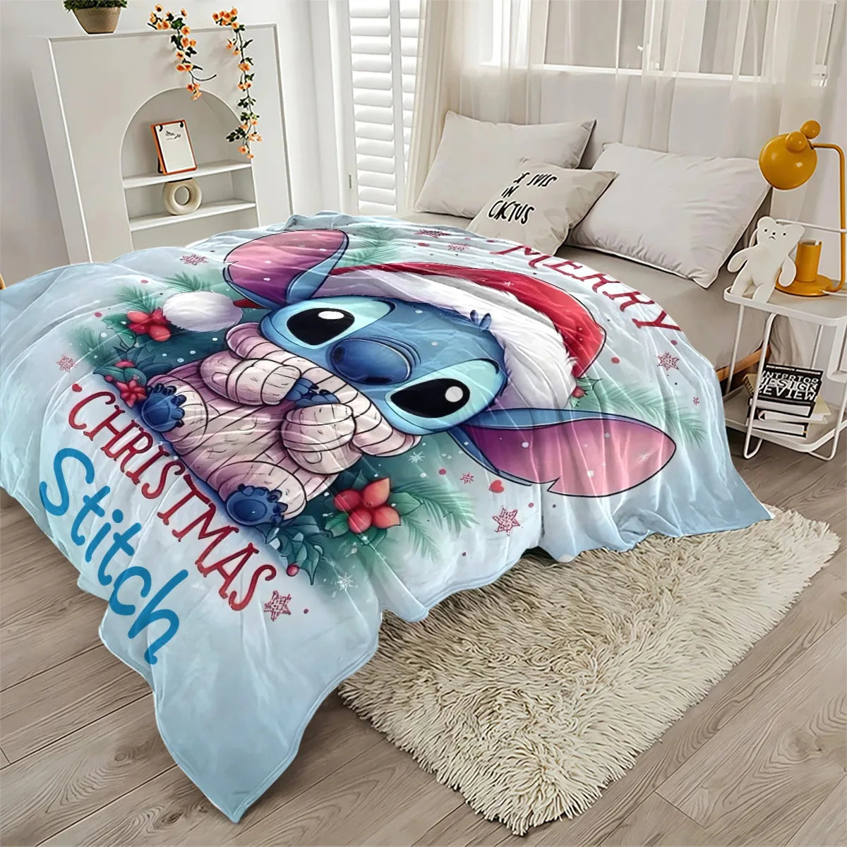 Disney Stitch Christmas Blanket — Soft Warm Festive Kids Gift