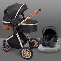 3-in-1 High Landscape Baby Stroller - Sit & Lie Folding Shock-Absorbing 0-3 Years