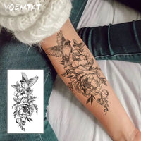 Waterproof Temporary Tattoo Sticker Magpie Peony Flower Cute Pattern Body Art Arm Fake Tattoos Sleeve Women Men Chest Waist Legs